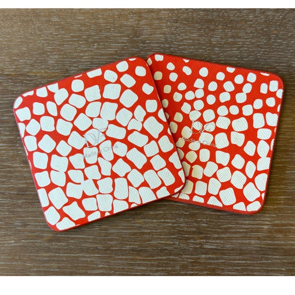 DVF Diane Von Furstenberg Orange Geometric Drink Coasters Vintage